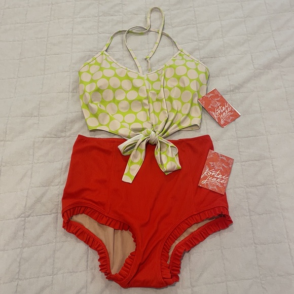 BNWT Kortni Jeane Tied up Top - Medium- Lime Dots - Picture 6 of 9